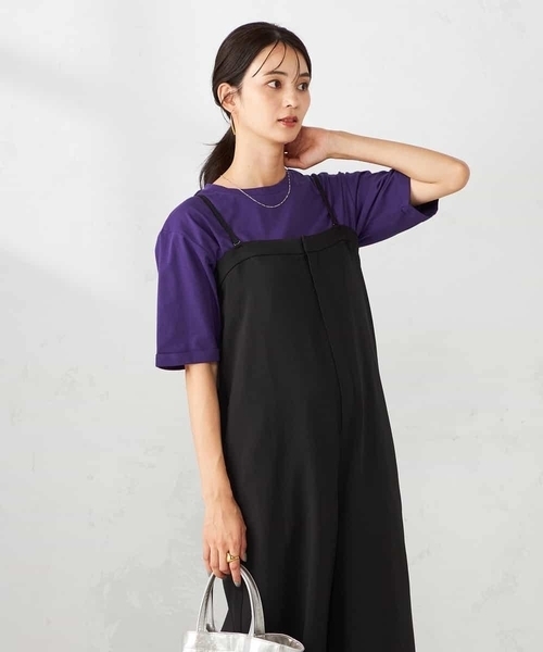 a.v.v（アーヴェヴェ）の「【接触冷感/UVカット/コットン100％】ロールアップハーフスリーブTシャツ（Tシャツ/カットソー・レディース・ボルドー/パープル/グレー系その他/クリーム・36/38/40）」の12枚目の写真