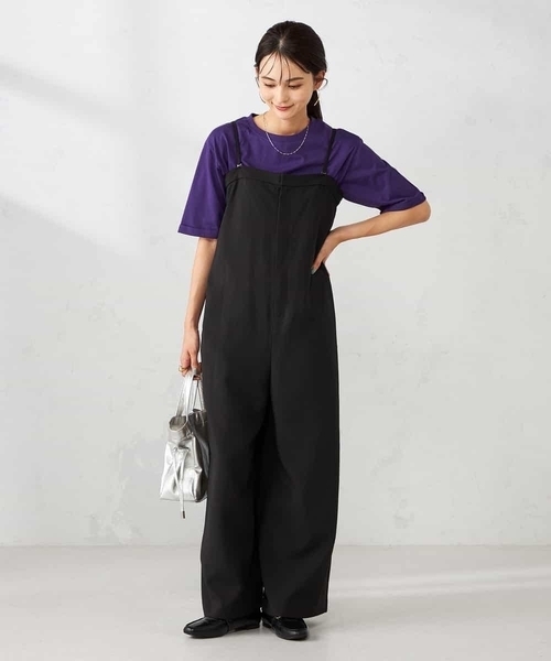 a.v.v（アーヴェヴェ）の「【接触冷感/UVカット/コットン100％】ロールアップハーフスリーブTシャツ（Tシャツ/カットソー・レディース・ボルドー/パープル/グレー系その他/クリーム・36/38/40）」の14枚目の写真