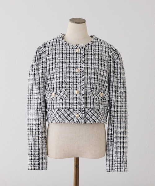 美品✨高級✨coohem ツイード　ノーカラー　ジャケット　セットアップ　上下 美品✨高級✨coohem ツイード ノーカラー ジャケット