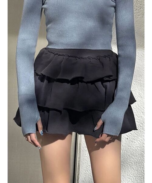 EMODA（エモダ）の「スウェットティアードミニスカート（スカート・レディース・グレー/ブラック/ライトグレー・FREE）」の3枚目の写真