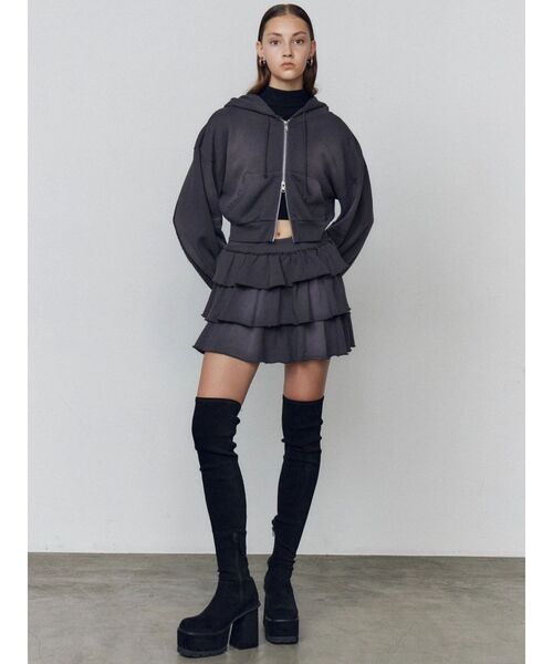 EMODA（エモダ）の「スウェットティアードミニスカート（スカート・レディース・グレー/ブラック/ライトグレー・FREE）」の14枚目の写真