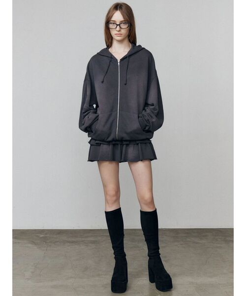 EMODA（エモダ）の「スウェットティアードミニスカート（スカート・レディース・グレー/ブラック/ライトグレー・FREE）」の10枚目の写真