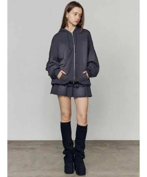 EMODA（エモダ）の「スウェットティアードミニスカート（スカート・レディース・グレー/ブラック/ライトグレー・FREE）」の6枚目の写真