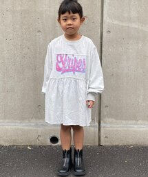CIAOPANIC TYPY | 【KIDS】かすれロゴ長袖チュニックミニワンピ(ワンピース)