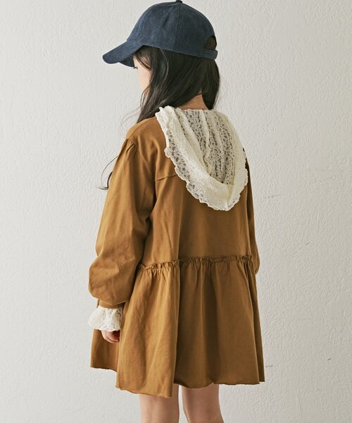 CIAOPANIC TYPY（チャオパニックティピー）の「【KIDS】かすれロゴ長袖チュニックミニワンピ（ワンピース・キッズ・チャコールグレー/グレー/キャメル・SMALL/XX-LARGE/MEDIUM/X-LARGE/LARGE）」の15枚目の写真