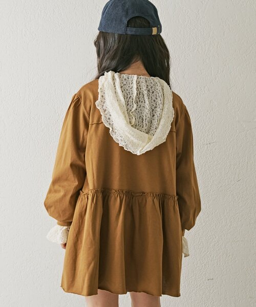 CIAOPANIC TYPY（チャオパニックティピー）の「【KIDS】かすれロゴ長袖チュニックミニワンピ（ワンピース・キッズ・チャコールグレー/グレー/キャメル・SMALL/XX-LARGE/MEDIUM/X-LARGE/LARGE）」の16枚目の写真