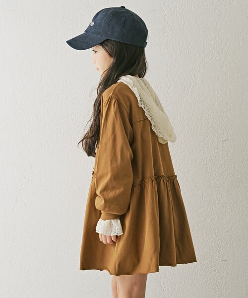CIAOPANIC TYPY（チャオパニックティピー）の「【KIDS】かすれロゴ長袖チュニックミニワンピ（ワンピース・キッズ・チャコールグレー/グレー/キャメル・SMALL/XX-LARGE/MEDIUM/X-LARGE/LARGE）」の17枚目の写真