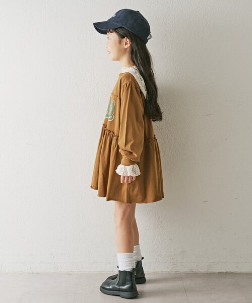 CIAOPANIC TYPY（チャオパニックティピー）の「【KIDS】かすれロゴ長袖チュニックミニワンピ（ワンピース・キッズ・チャコールグレー/グレー/キャメル・SMALL/XX-LARGE/MEDIUM/X-LARGE/LARGE）」の20枚目の写真