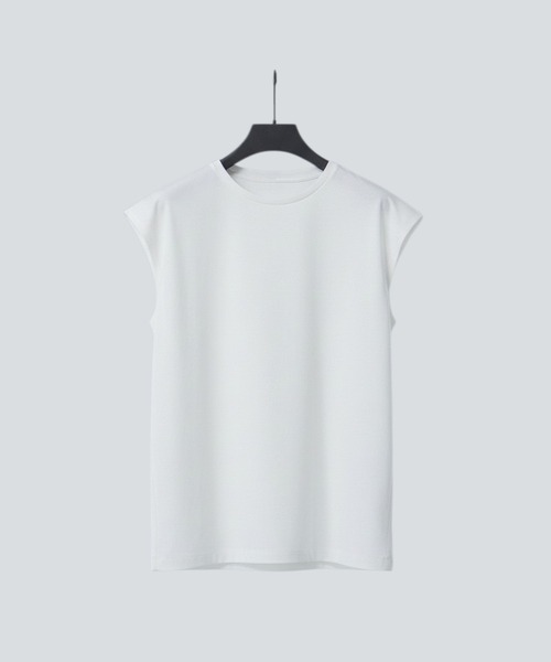 UNITED TOKYO(ユナイテッドトウキョウ)の「【残りわずか】TECHNORAMA ノースリーブTシャツ |接触冷感/最高級コットン/防シワ/ウォッシャブル/汗ジミ防止(Tシャツ/カットソー・メンズ・ダークグレー/ホワイト/ブラック・1/2)」の2枚目の写真