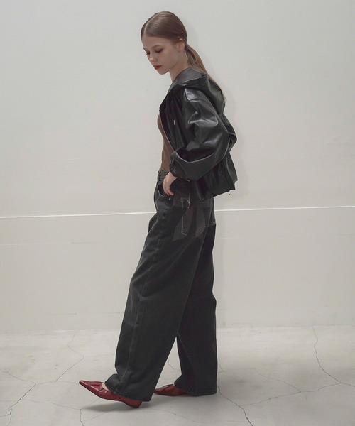 Mirette（ミレット）の「合成皮革ショートフーディブルゾン / Short Hoodie Blouson（ブルゾン・レディース・ブラック・FREE）」の11枚目の写真