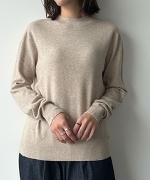【縫い目のないシームレス】ハイネック カラー ニット プルオーバー モックネック