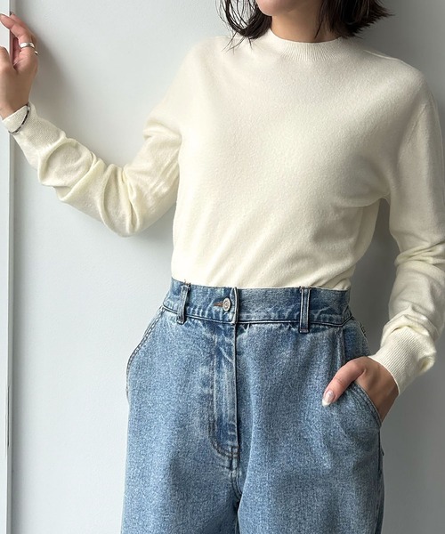 ELFRANK(エルフランク)の「【縫い目のないシームレス】ハイネック カラー ニット プルオーバー モックネック(ニット/セーター・レディース・オフホワイト/ボルドー/ブラウン/ライトグレー/ブラック/ミント/ベージュ/チャコールグレー/グレー/パープル・FREE)」の21枚目の写真