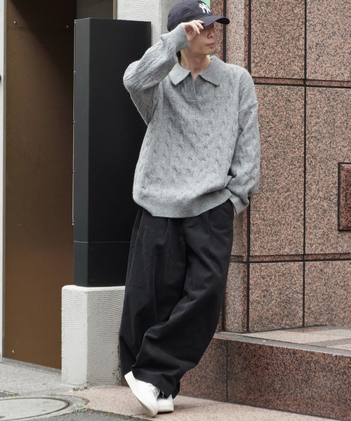 Theater code（シアターコード）の「Skipper Neck Wool Knit Polo / スキッパーネック ウールニットポロ（ニット/セーター・メンズ・ブラック/グレー・M/L）」の12枚目の写真