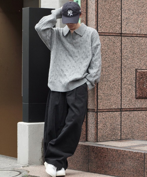 Theater code（シアターコード）の「Skipper Neck Wool Knit Polo / スキッパーネック ウールニットポロ（ニット/セーター・メンズ・ブラック/グレー・M/L）」の13枚目の写真