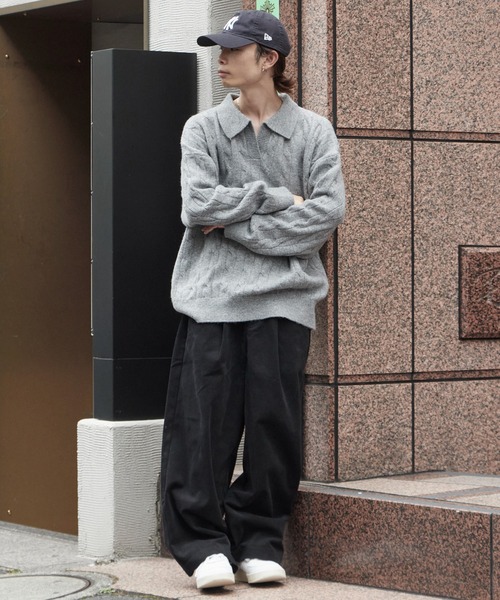 Theater code（シアターコード）の「Skipper Neck Wool Knit Polo / スキッパーネック ウールニットポロ（ニット/セーター・メンズ・ブラック/グレー・M/L）」の14枚目の写真