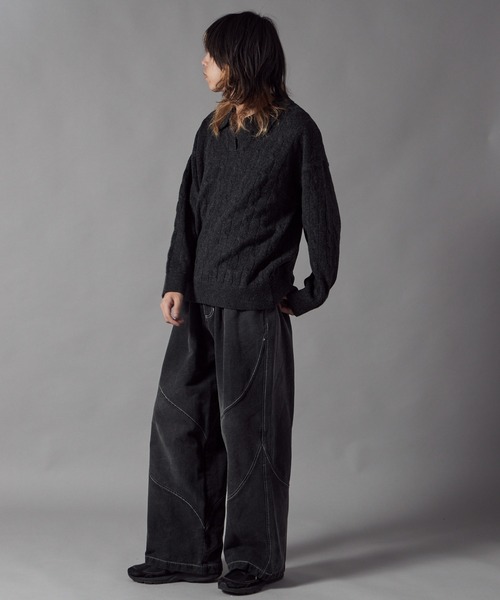 Theater code（シアターコード）の「Skipper Neck Wool Knit Polo / スキッパーネック ウールニットポロ（ニット/セーター・メンズ・ブラック/グレー・M/L）」の18枚目の写真