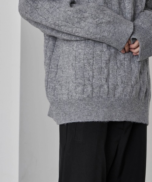 Theater code（シアターコード）の「Skipper Neck Wool Knit Polo / スキッパーネック ウールニットポロ（ニット/セーター・メンズ・ブラック/グレー・M/L）」の6枚目の写真