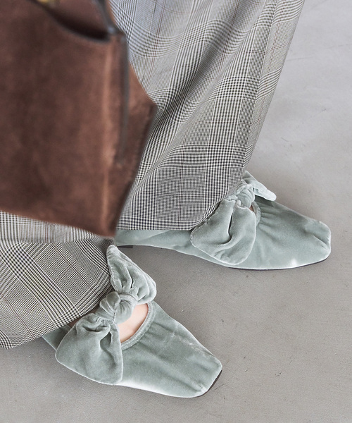 セール】《追加3》スクエアベルベットリボンフラット（その他シューズ