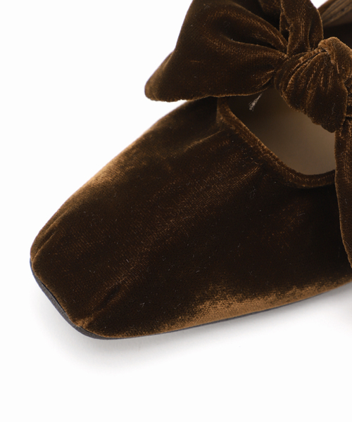 セール】《追加3》スクエアベルベットリボンフラット（その他シューズ