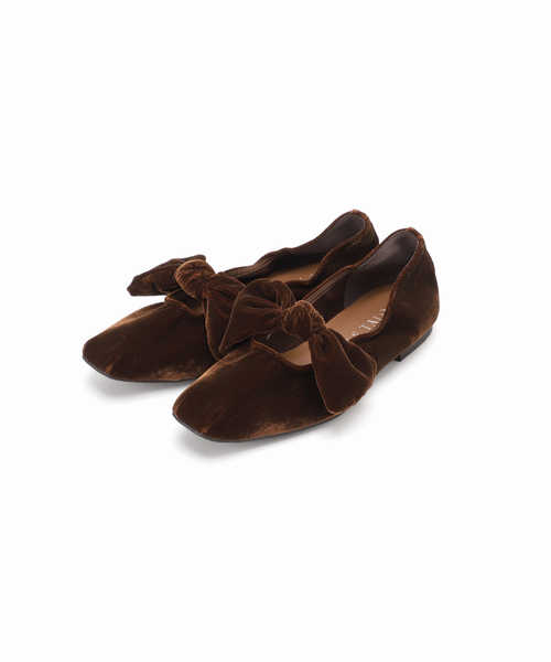 セール】《追加3》スクエアベルベットリボンフラット（その他シューズ