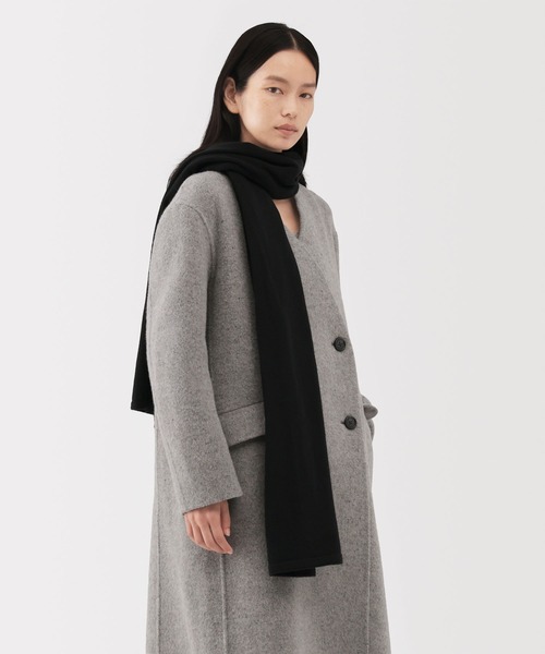MUJI Labo(ムジラボ)の「〔MUJI Labo〕自然の色を生かして染色した カシミヤニットストール(ストール/ショール・メンズ・ブラック・ONE SIZE)」の2枚目の写真