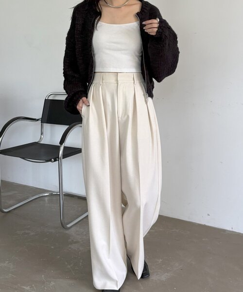 gemeil(ジェムイル)の「【サイズ展開あり】【LE'MAGE×gemeilコラボ】2タックワイドパンツ(LE-321)(その他パンツ・レディース・ブラウン/アイボリー・TM/38/36/SHORT)」の10枚目の写真