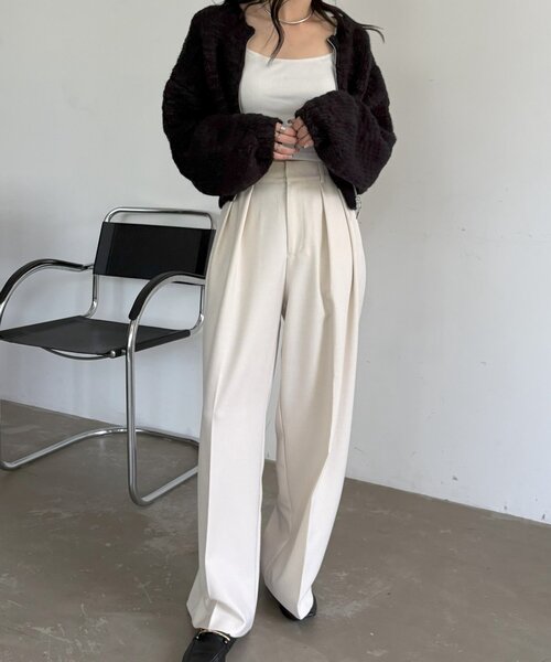 gemeil(ジェムイル)の「【サイズ展開あり】【LE'MAGE×gemeilコラボ】2タックワイドパンツ(LE-321)(その他パンツ・レディース・ブラウン/アイボリー・TM/38/36/SHORT)」の11枚目の写真