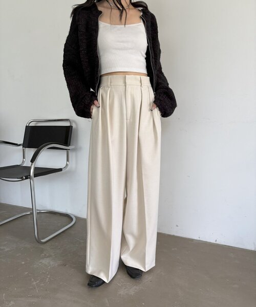 gemeil(ジェムイル)の「【サイズ展開あり】【LE'MAGE×gemeilコラボ】2タックワイドパンツ(LE-321)(その他パンツ・レディース・ブラウン/アイボリー・TM/38/36/SHORT)」の12枚目の写真