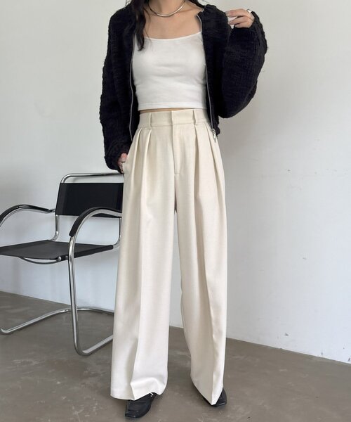 gemeil(ジェムイル)の「【サイズ展開あり】【LE'MAGE×gemeilコラボ】2タックワイドパンツ(LE-321)(その他パンツ・レディース・ブラウン/アイボリー・TM/38/36/SHORT)」の14枚目の写真