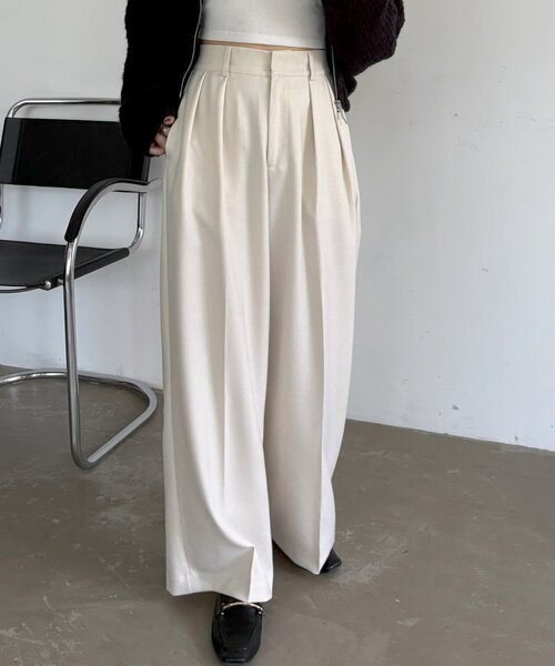 gemeil(ジェムイル)の「【サイズ展開あり】【LE'MAGE×gemeilコラボ】2タックワイドパンツ(LE-321)(その他パンツ・レディース・ブラウン/アイボリー・TM/38/36/SHORT)」の15枚目の写真