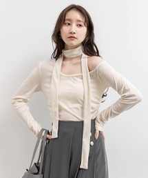 RANDA | アシメネックベロアストーンカットソー(Tシャツ/カットソー)