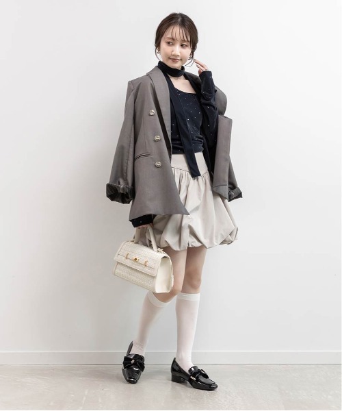 RANDA(ランダ)の「アシメネックベロアストーンカットソー(Tシャツ/カットソー・レディース・ワイン/アイボリー/ネイビー・FREE)」の8枚目の写真