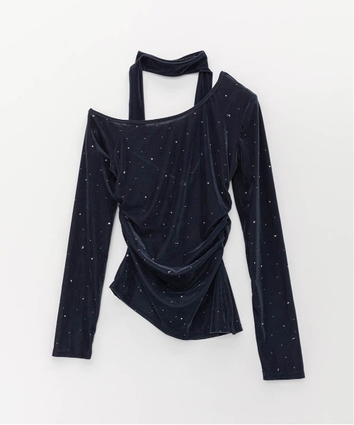 RANDA(ランダ)の「アシメネックベロアストーンカットソー(Tシャツ/カットソー・レディース・ワイン/アイボリー/ネイビー・FREE)」の18枚目の写真