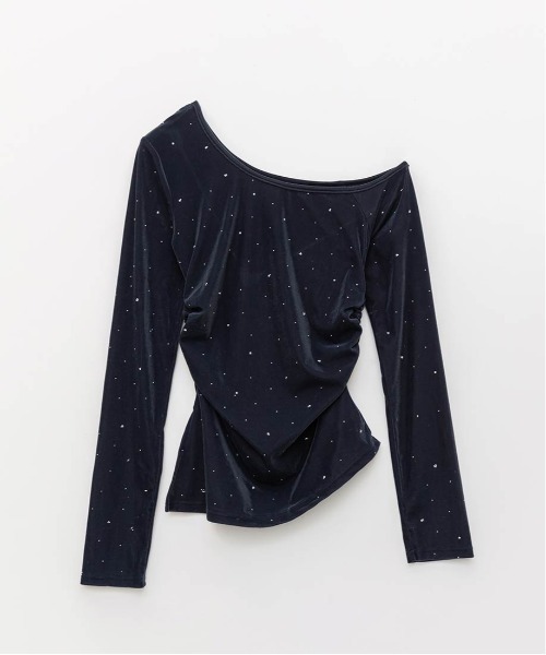 RANDA(ランダ)の「アシメネックベロアストーンカットソー(Tシャツ/カットソー・レディース・ワイン/アイボリー/ネイビー・FREE)」の19枚目の写真