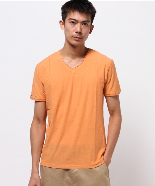 BHY-biography(ビーエイチワイバイオグラフィー)の「V-NECK TEE SHIRTS(Tシャツ/カットソー・メンズ・ホワイト/ブラック/オレンジ・44/46/48)」の2枚目の写真