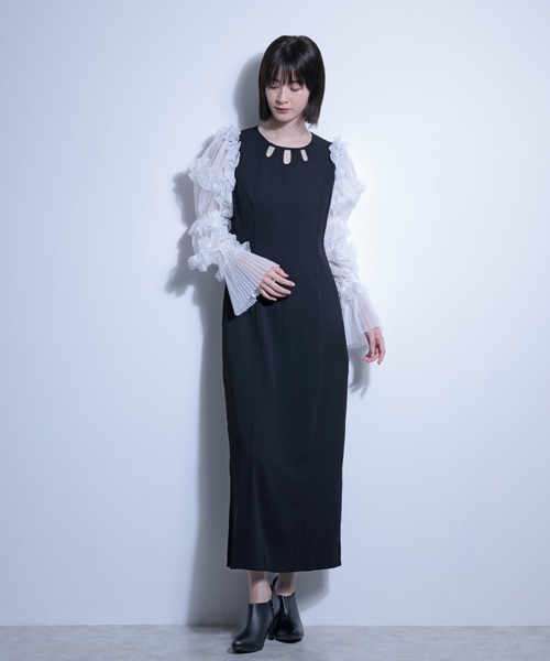 FLANEEK.(フラニーク)の「フリルスリーブデザインネックワンピース(ワンピース・レディース・ベージュ/ブラック×ブラック/ブラック×ホワイト・S/M)」の10枚目の写真