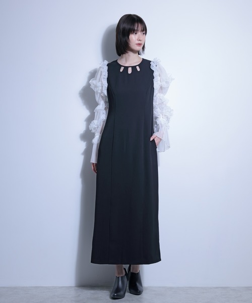 FLANEEK.(フラニーク)の「フリルスリーブデザインネックワンピース(ワンピース・レディース・ベージュ/ブラック×ブラック/ブラック×ホワイト・S/M)」の13枚目の写真