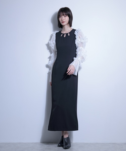 FLANEEK.(フラニーク)の「フリルスリーブデザインネックワンピース(ワンピース・レディース・ベージュ/ブラック×ブラック/ブラック×ホワイト・S/M)」の14枚目の写真