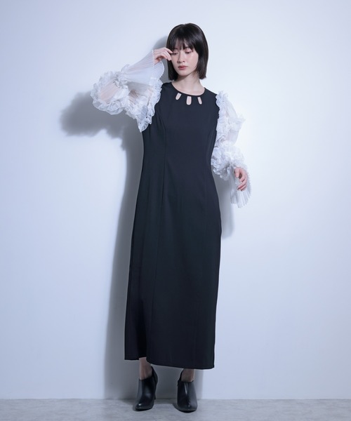 FLANEEK.(フラニーク)の「フリルスリーブデザインネックワンピース(ワンピース・レディース・ベージュ/ブラック×ブラック/ブラック×ホワイト・S/M)」の15枚目の写真