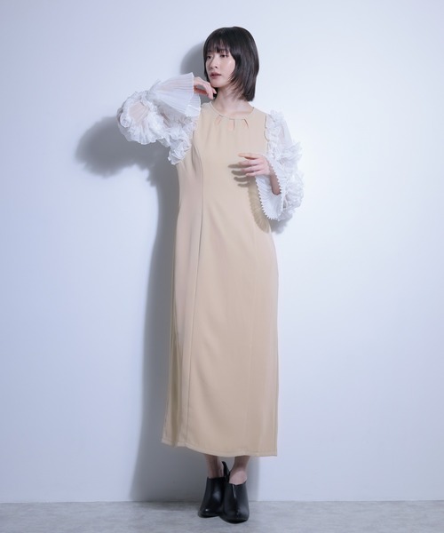 FLANEEK.(フラニーク)の「フリルスリーブデザインネックワンピース(ワンピース・レディース・ベージュ/ブラック×ブラック/ブラック×ホワイト・S/M)」の18枚目の写真