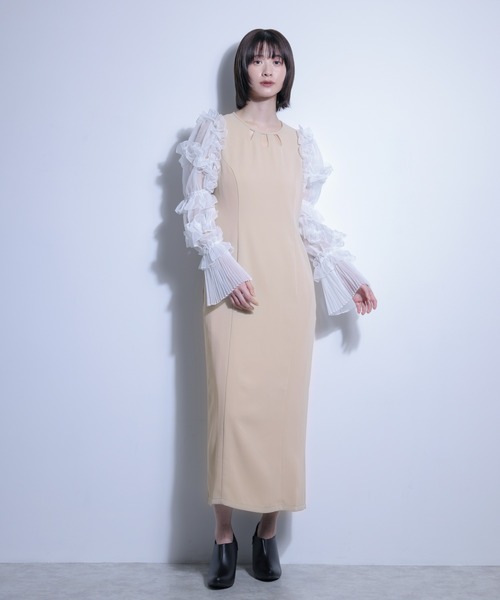 FLANEEK.(フラニーク)の「フリルスリーブデザインネックワンピース(ワンピース・レディース・ベージュ/ブラック×ブラック/ブラック×ホワイト・S/M)」の19枚目の写真
