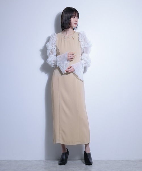 FLANEEK.(フラニーク)の「フリルスリーブデザインネックワンピース(ワンピース・レディース・ベージュ/ブラック×ブラック/ブラック×ホワイト・S/M)」の20枚目の写真