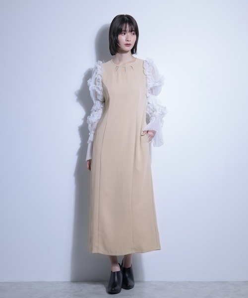 FLANEEK.(フラニーク)の「フリルスリーブデザインネックワンピース(ワンピース・レディース・ベージュ/ブラック×ブラック/ブラック×ホワイト・S/M)」の22枚目の写真
