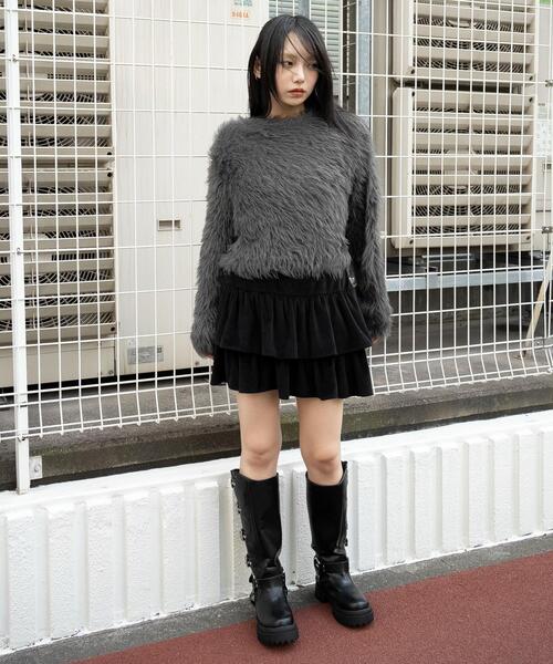 WEGO（ウィゴー）の「WEGO/ベロアフリルスカパン（スカート・レディース・ブラウン/ブラック・FREE）」の3枚目の写真