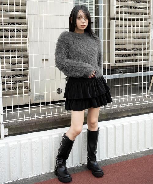 WEGO（ウィゴー）の「WEGO/ベロアフリルスカパン（スカート・レディース・ブラウン/ブラック・FREE）」の11枚目の写真