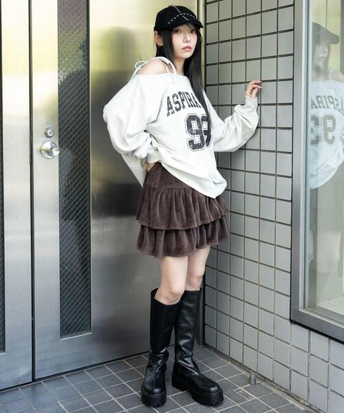 WEGO（ウィゴー）の「WEGO/ベロアフリルスカパン（スカート・レディース・ブラウン/ブラック・FREE）」の17枚目の写真