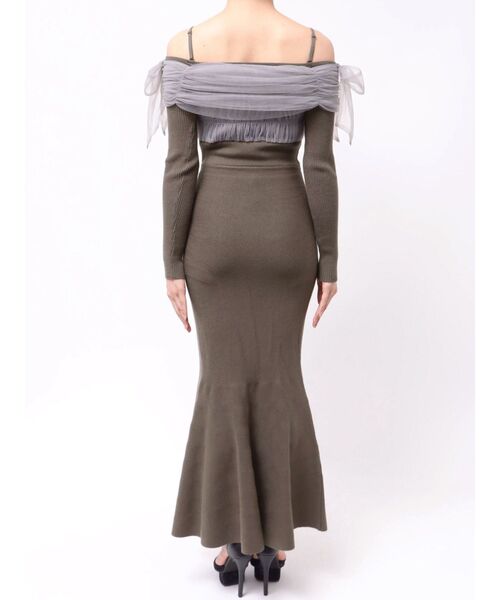 セール】【骨格ウェーブ向け】ドッキングオフショルリボンワンピース