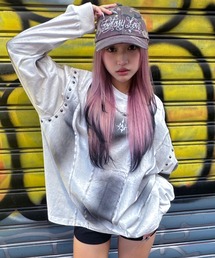 A‘gem 9 | A'GEM/9 × .kom 『A'GEM/9/エージェムナイン』 切り替え吹き付け長袖Tシャツ(Tシャツ/カットソー)