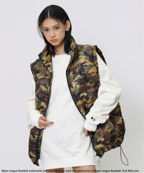 BACK TO THE FIELD（バック トゥー ザ フィールド）の「【MLB】2wayパファージャケット（その他アウター・レディース・ブラック/カモフラージュ/ホワイト/レオパード・FREE）」の7枚目の写真