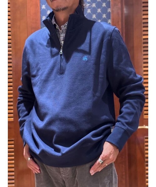 BROOKS BROTHERS(ブルックスブラザーズ)の「コットン フレンチリブ GFロゴ ハーフジップ モックネックプルオーバー(スウェット・メンズ・ネイビー/グリーン/ブルー/バーガンディー・LARGE/SMALL/X-LARGE/MEDIUM/X-SMALL)」の4枚目の写真